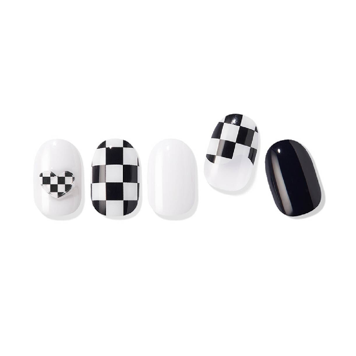 Real Gel Nail Strips ENP908 Checkmate (Semi-Baked + Ultra Glossy + Long-Lasting + Salon Quality) 1s