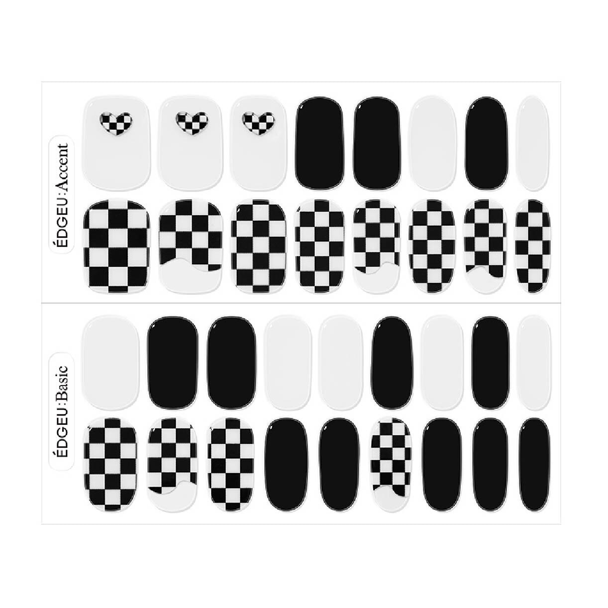 Real Gel Nail Strips ENP908 Checkmate (Semi-Baked + Ultra Glossy + Long-Lasting + Salon Quality) 1s