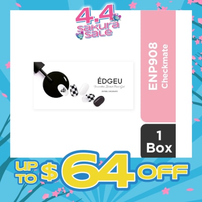 EDGEU - Real Gel Nail Strips ENP908 Checkmate (Semi-Baked + Ultra Glossy + Long-Lasting + Salon Quality) 1s