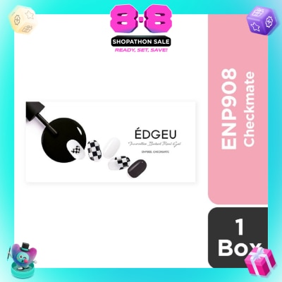 EDGEU - Real Gel Nail Strips ENP908 Checkmate (Semi-Baked + Ultra Glossy + Long-Lasting + Salon Quality) 1s