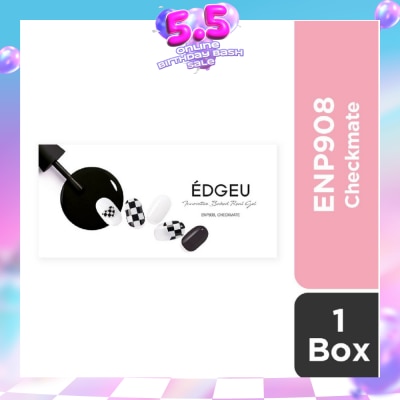 EDGEU - Real Gel Nail Strips ENP908 Checkmate (Semi-Baked + Ultra Glossy + Long-Lasting + Salon Quality) 1s