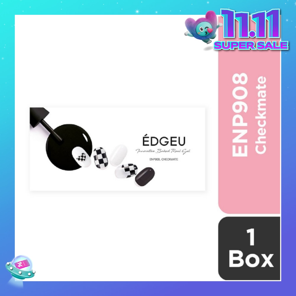 Real Gel Nail Strips ENP908 Checkmate (Semi-Baked + Ultra Glossy + Long-Lasting + Salon Quality) 1s