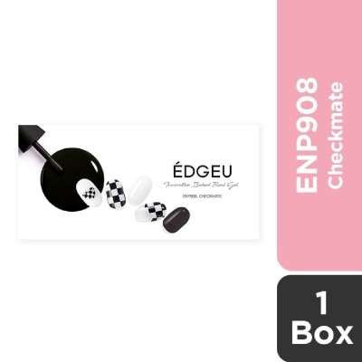 EDGEU Real Gel Nail Strips ENP908 Checkmate (Semi-Baked + Ultra Glossy + Long-Lasting + Salon Quality) 1s