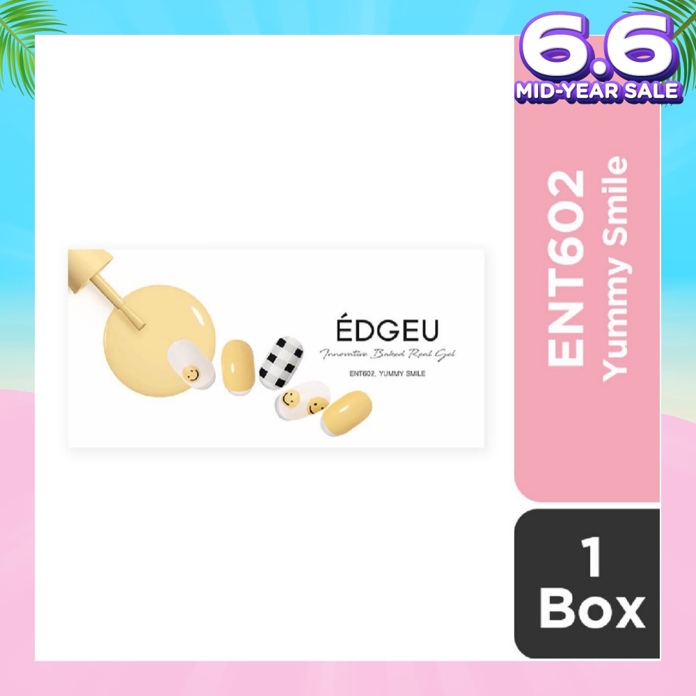 Real Gel Nail Strips ENT602 Yummy Smile (Semi-Baked + Ultra Glossy + Long-Lasting + Salon Quality) 1s