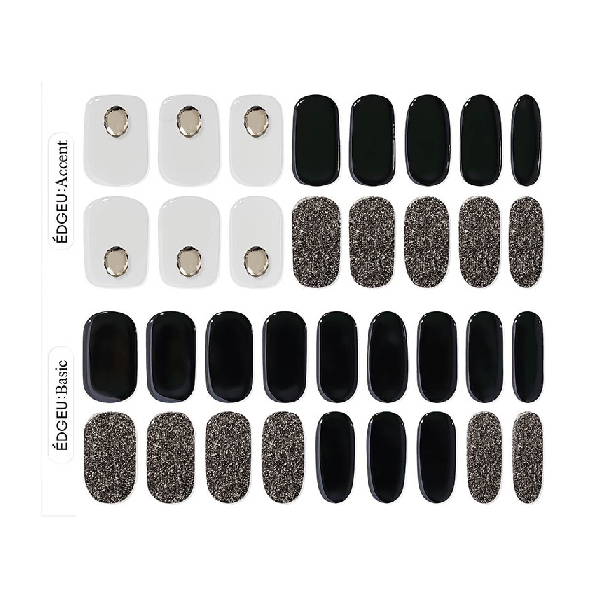 Real Gel Nail Strips ENP903 Vampire Black (Semi-Baked + Ultra Glossy + Long-Lasting + Salon Quality) 1s