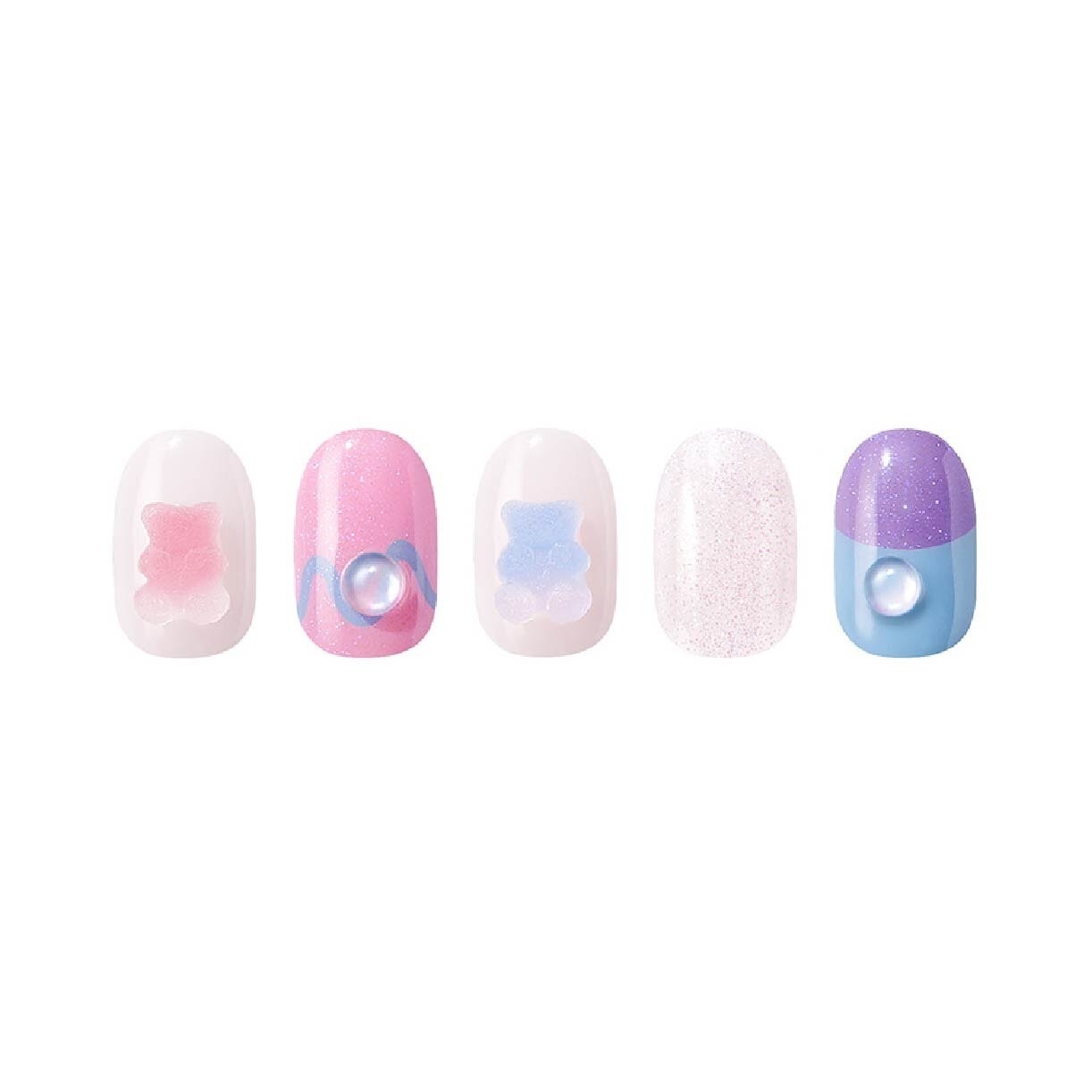 Real Gel Nail Strips ENP316 Chewy Gummy Bear (Semi-Baked + Ultra Glossy + Long-Lasting + Salon Quality) 1s