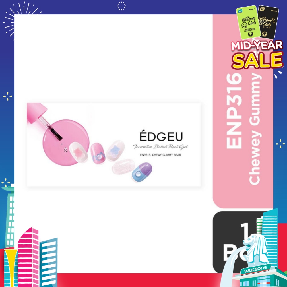 Real Gel Nail Strips ENP316 Chewy Gummy Bear (Semi-Baked + Ultra Glossy + Long-Lasting + Salon Quality) 1s