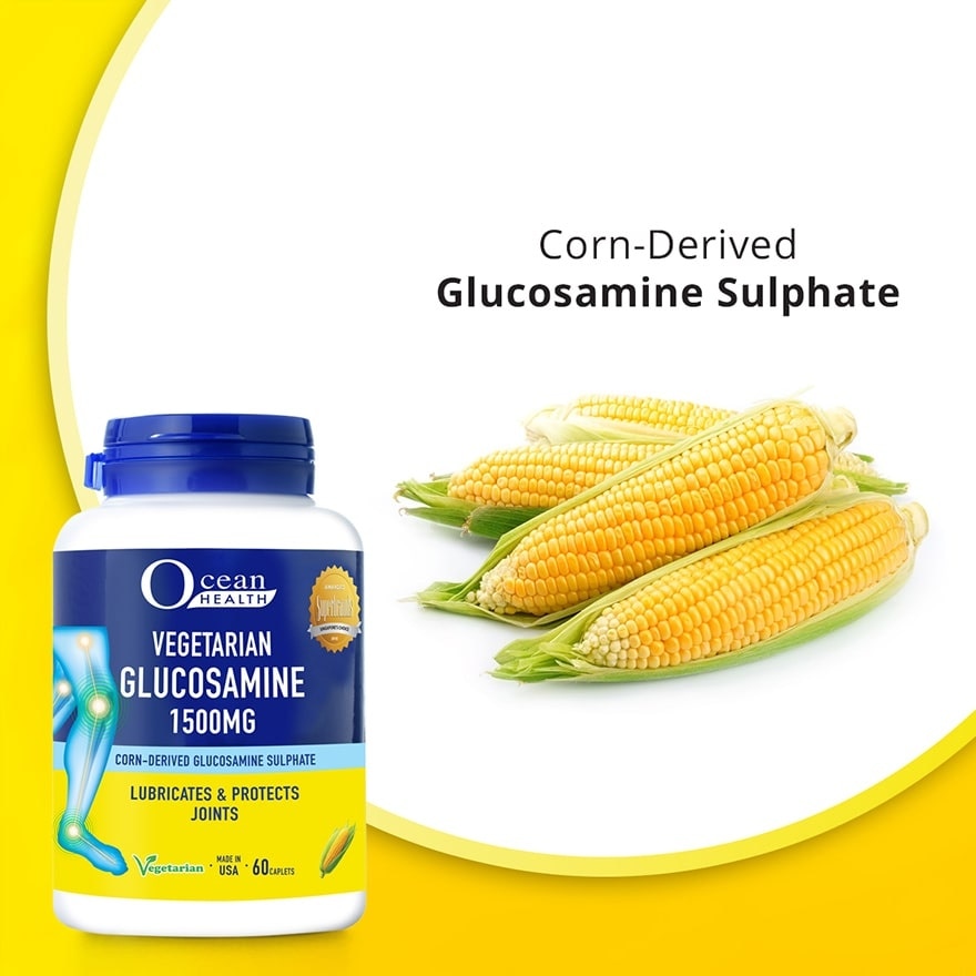 Vegetarian Glucosamine Sulphate Caplet 1500mg (Lubricates & Protects Joints + Vegetarian) 60s