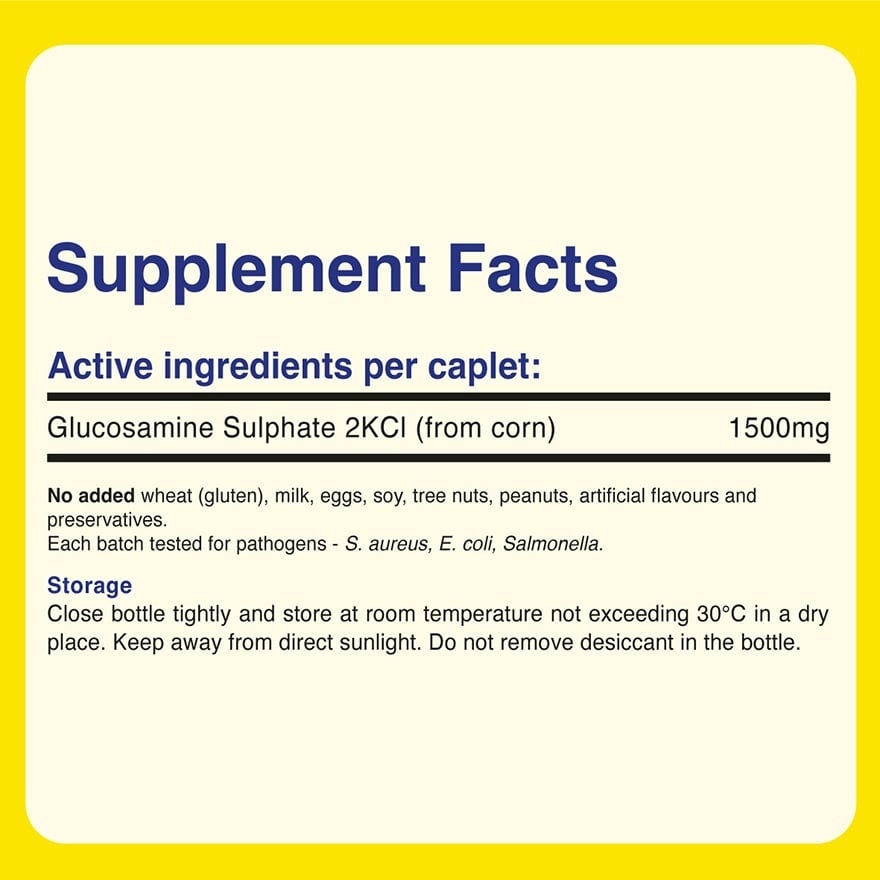 Vegetarian Glucosamine Sulphate Caplet 1500mg (Lubricates & Protects Joints + Vegetarian) 60s