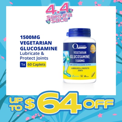 OCEAN HEALTH - Vegetarian Glucosamine Sulphate Caplet 1500mg (Lubricates & Protects Joints + Vegetarian) 60s