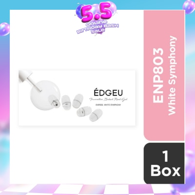 EDGEU - Real Gel Nail Strips ENP803 White Symphony (Semi-Baked + Ultra Glossy + Long-Lasting + Salon Quality) 1s