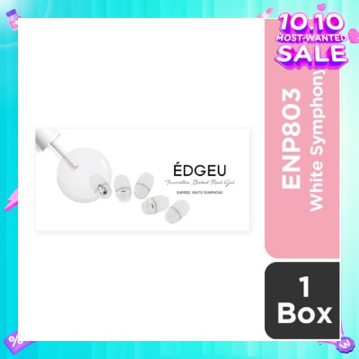 EDGEU Real Gel Nail Strips ENP803 White Symphony (Semi-Baked + Ultra Glossy + Long-Lasting + Salon Quality) 1s
