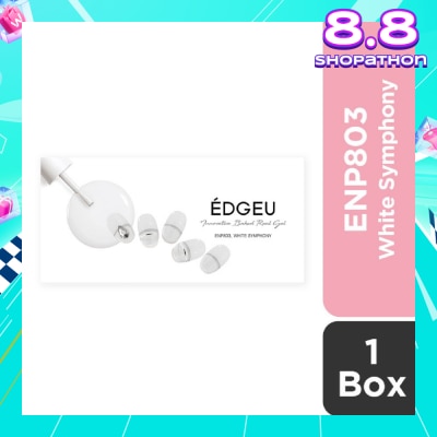 EDGEU Real Gel Nail Strips ENP803 White Symphony (Semi-Baked + Ultra Glossy + Long-Lasting + Salon Quality) 1s