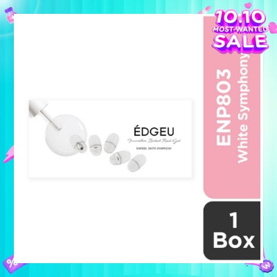 EDGEU Real Gel Nail Strips ENP803 White Symphony (Semi-Baked + Ultra Glossy + Long-Lasting + Salon Quality) 1s