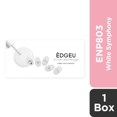 EDGEU Real Gel Nail Strips ENP803 White Symphony (Semi-Baked + Ultra Glossy + Long-Lasting + Salon Quality) 1s