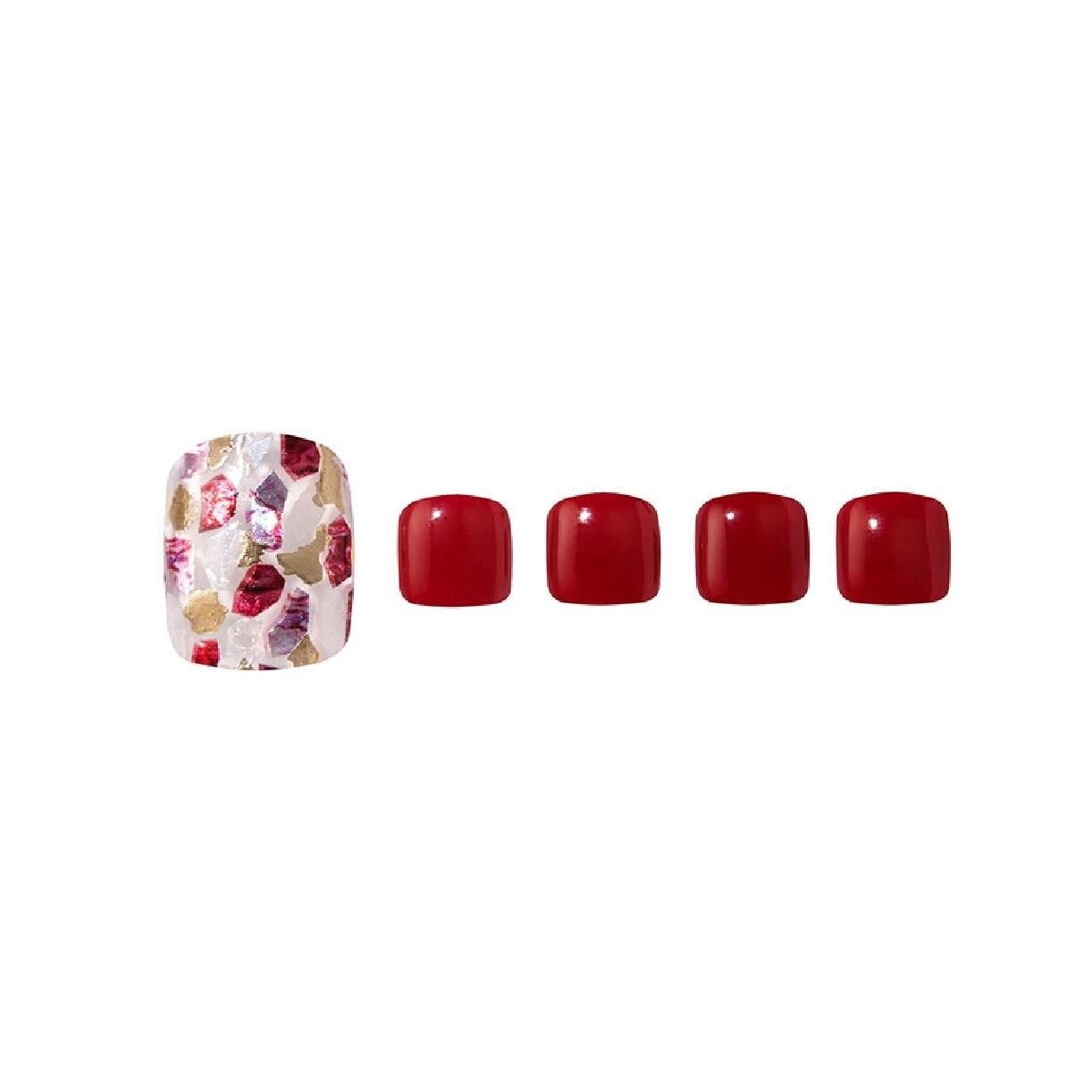 Real Gel Nail Strips EPA507 Red Sun (Semi-Baked + Ultra Glossy + Long-Lasting + Salon Quality) 1s