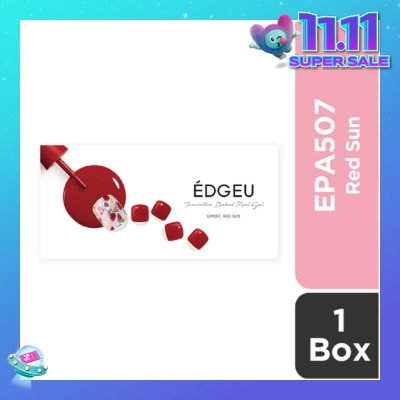 EDGEU Real Gel Nail Strips EPA507 Red Sun (Semi-Baked + Ultra Glossy + Long-Lasting + Salon Quality) 1s