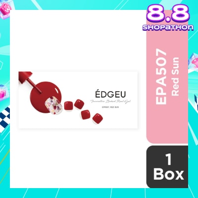 EDGEU Real Gel Nail Strips EPA507 Red Sun (Semi-Baked + Ultra Glossy + Long-Lasting + Salon Quality) 1s