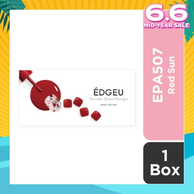 EDGEU Real Gel Nail Strips EPA507 Red Sun (Semi-Baked + Ultra Glossy + Long-Lasting + Salon Quality) 1s