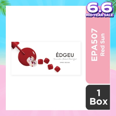 EDGEU Real Gel Nail Strips EPA507 Red Sun (Semi-Baked + Ultra Glossy + Long-Lasting + Salon Quality) 1s