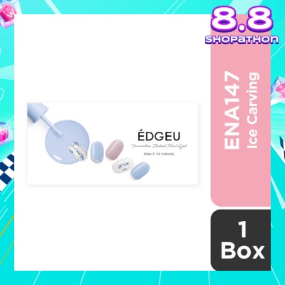 EDGEU Real Gel Nail Strips ENA147 Ice Carving (Semi-Baked + Ultra Glossy + Long-Lasting + Salon Quality) 1s