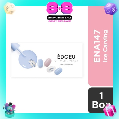 EDGEU - Real Gel Nail Strips ENA147 Ice Carving (Semi-Baked + Ultra Glossy + Long-Lasting + Salon Quality) 1s