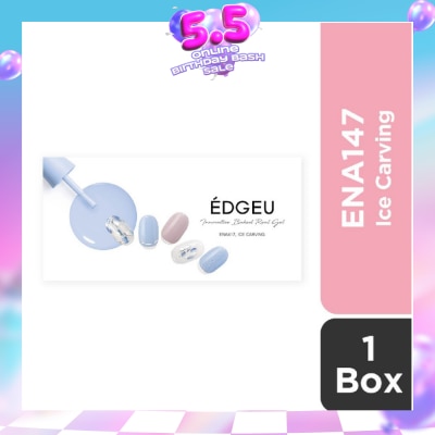 EDGEU - Real Gel Nail Strips ENA147 Ice Carving (Semi-Baked + Ultra Glossy + Long-Lasting + Salon Quality) 1s