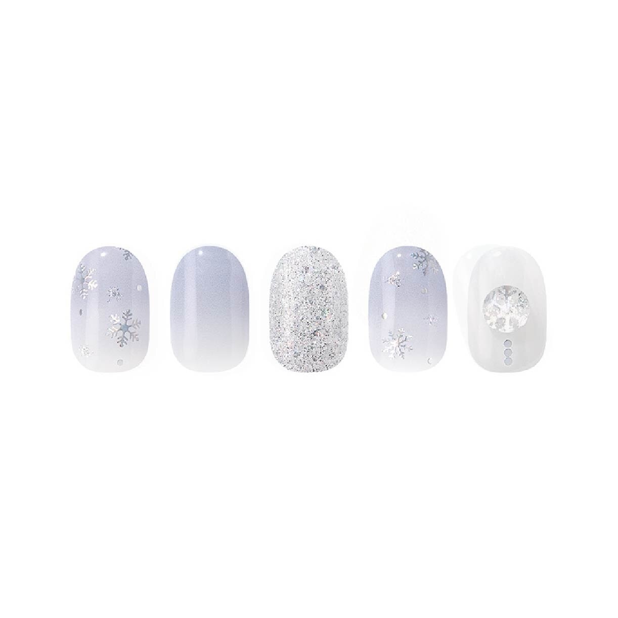 Real Gel Nail Strips ENP422 Merry Snow (Semi-Baked + Ultra Glossy + Long-Lasting + Salon Quality) 1s