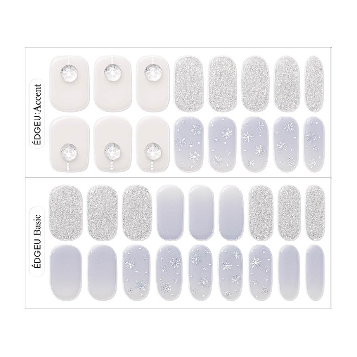 Real Gel Nail Strips ENP422 Merry Snow (Semi-Baked + Ultra Glossy + Long-Lasting + Salon Quality) 1s