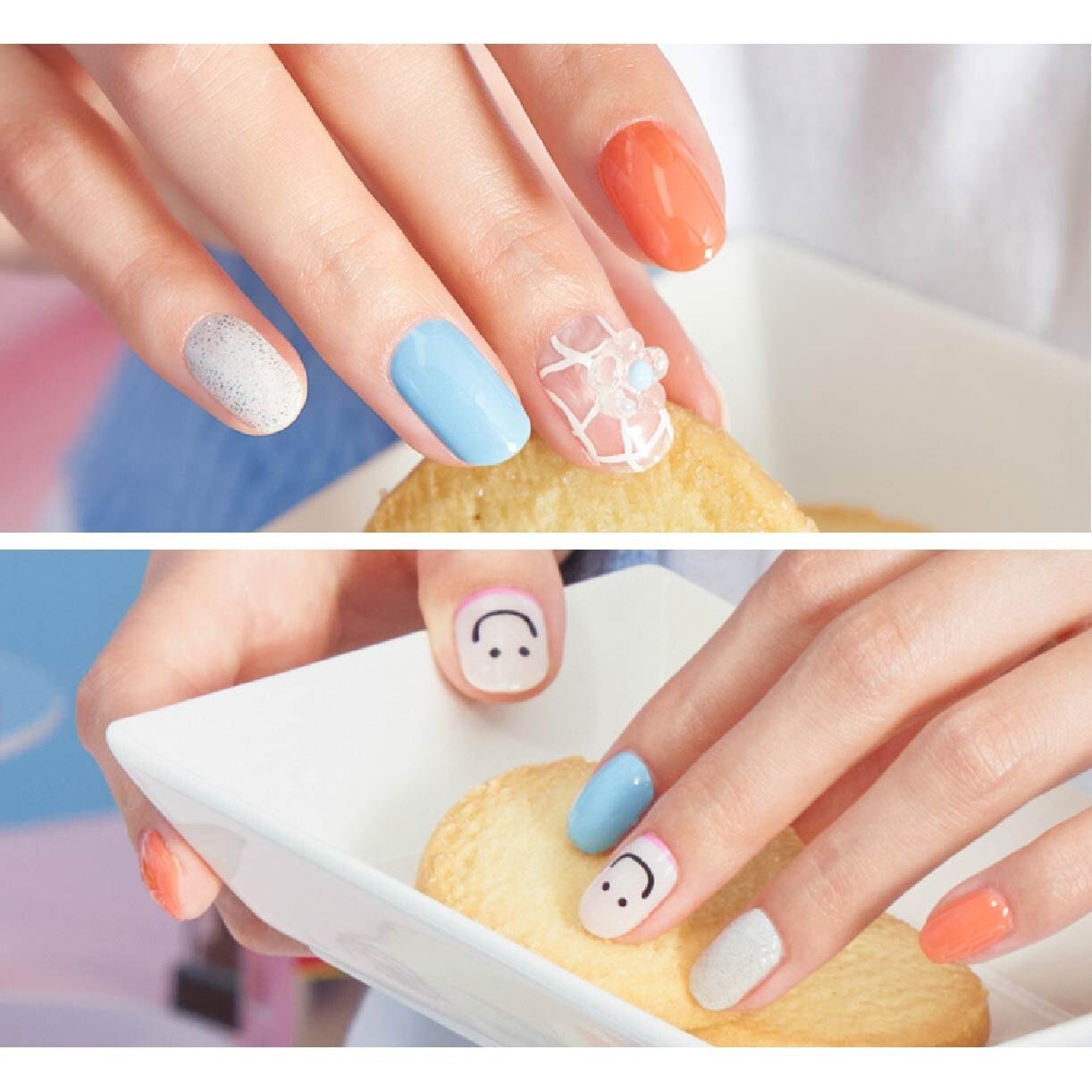 Real Gel Nail Strips ENP426 Yummy Cookies (Semi-Baked + Ultra Glossy + Long-Lasting + Salon Quality) 1s