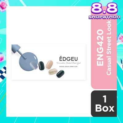 EDGEU Real Gel Nail Strips ENG420 Casual Street Look (Semi-Baked + Ultra Glossy + Long-Lasting + Salon Quality) 1s