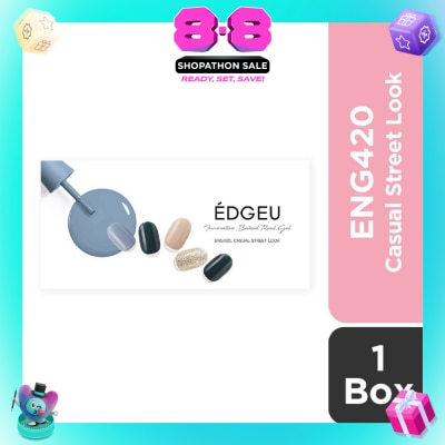 EDGEU - Real Gel Nail Strips ENG420 Casual Street Look (Semi-Baked + Ultra Glossy + Long-Lasting + Salon Quality) 1s (Expiry: Jan`2027)