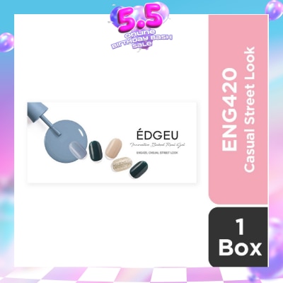 EDGEU - Real Gel Nail Strips ENG420 Casual Street Look (Semi-Baked + Ultra Glossy + Long-Lasting + Salon Quality) 1s (Expiry: Jan`2027)