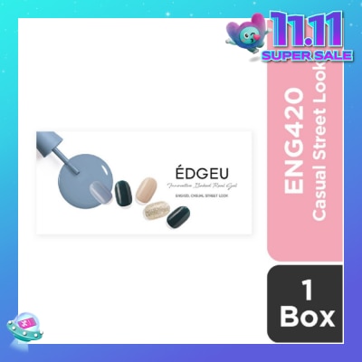EDGEU Real Gel Nail Strips ENG420 Casual Street Look (Semi-Baked + Ultra Glossy + Long-Lasting + Salon Quality) 1s