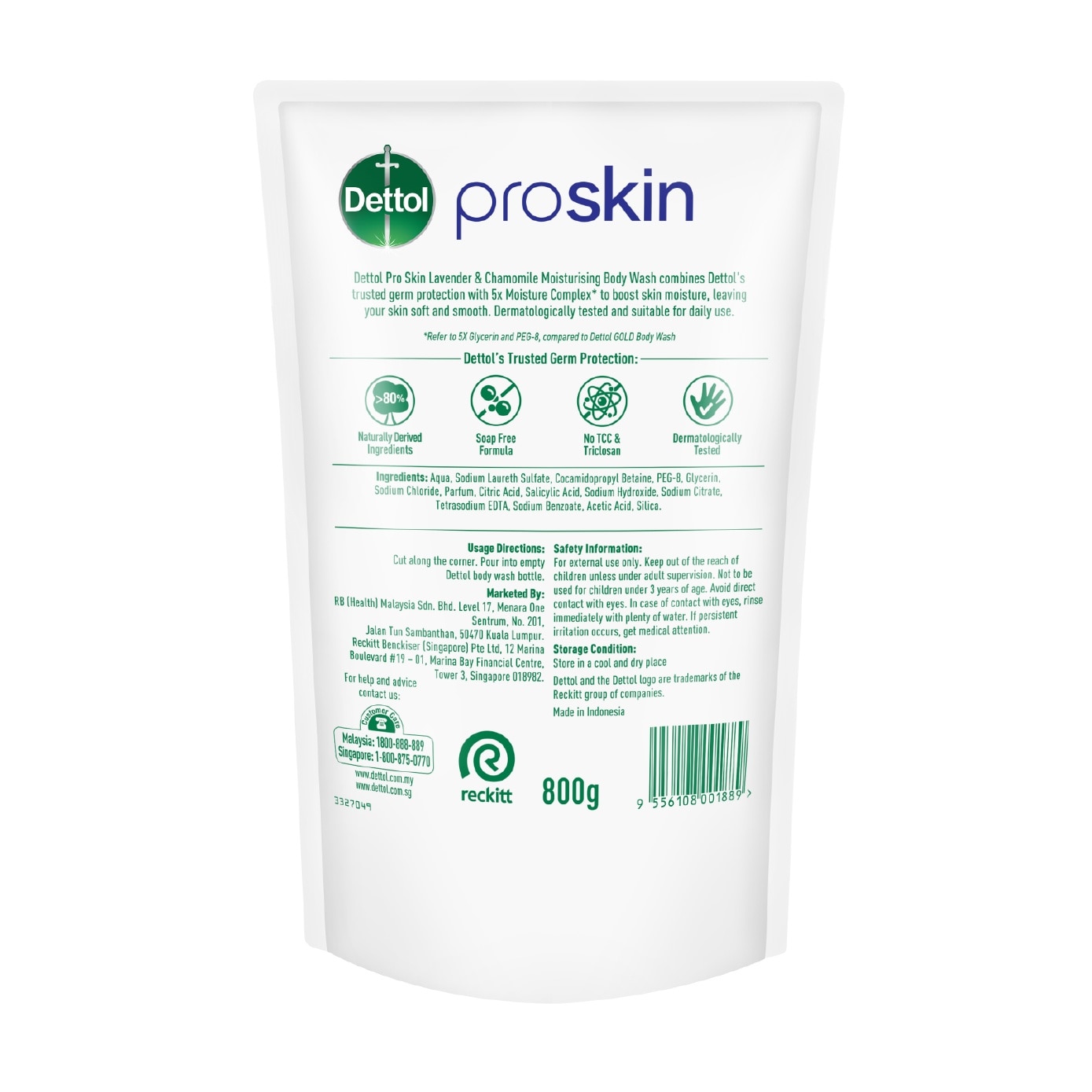 Proskin Lavender Moisturising Body Wash Refill Pack 800g