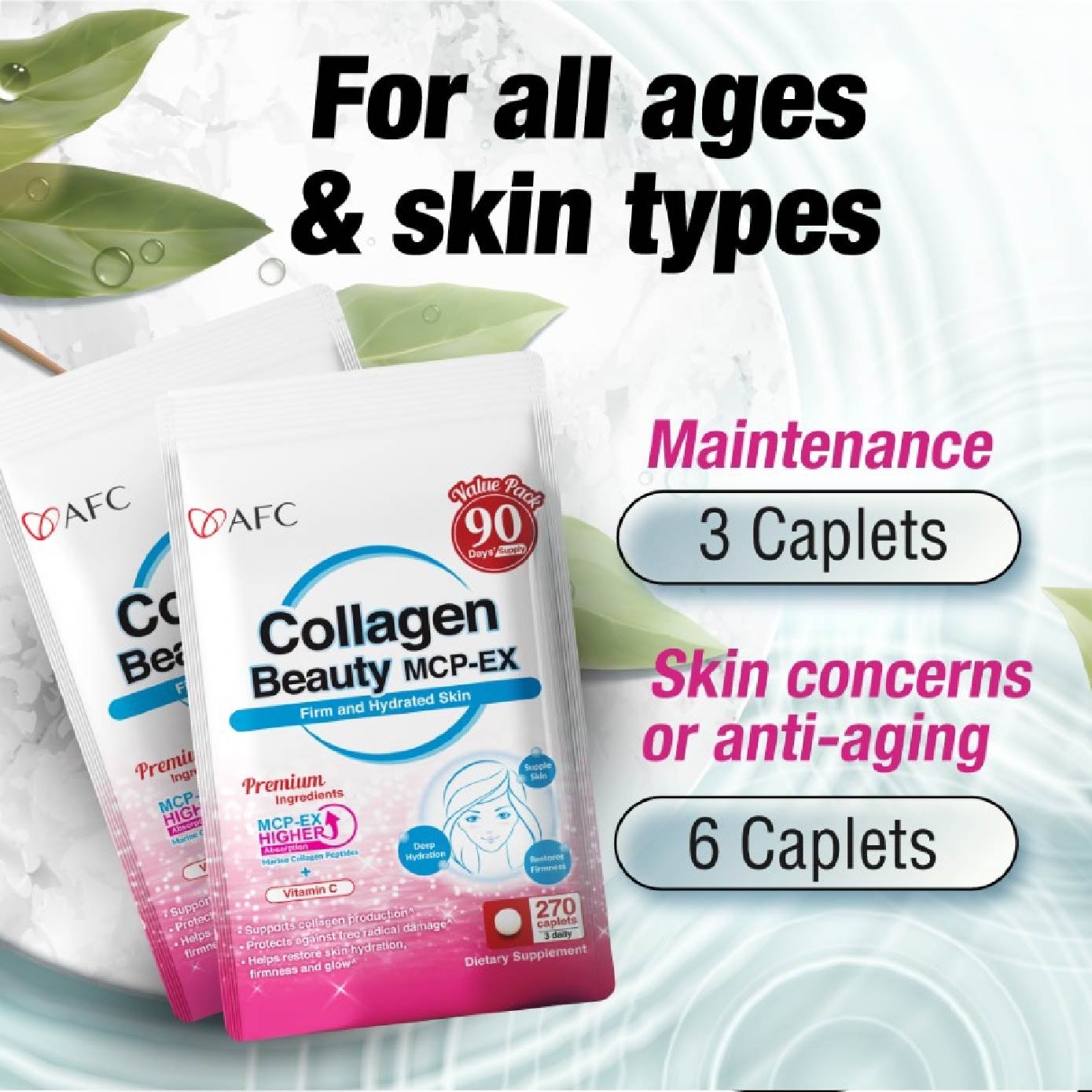Collagen Beauty MCP EX Marine Collagen Peptide Caplets (Glowing, Hydrated, Firm & Supple Skin) 270s image
