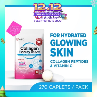AFC JAPAN Collagen Beauty MCP-EX Dietary Supplement caplets (Glowing, Hydrated, Firm & Supple Skin & Dark Spots) 270s