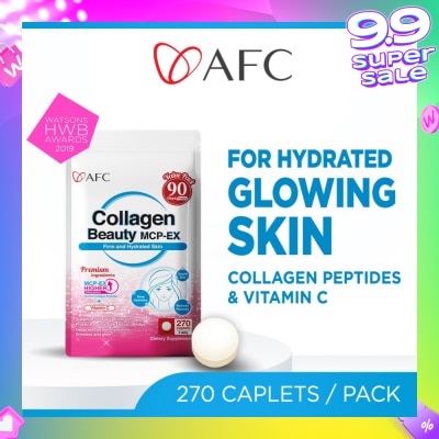AFC JAPAN Collagen Beauty MCP-EX Dietary Supplement caplets (Glowing, Hydrated, Firm & Supple Skin & Dark Spots) 270s
