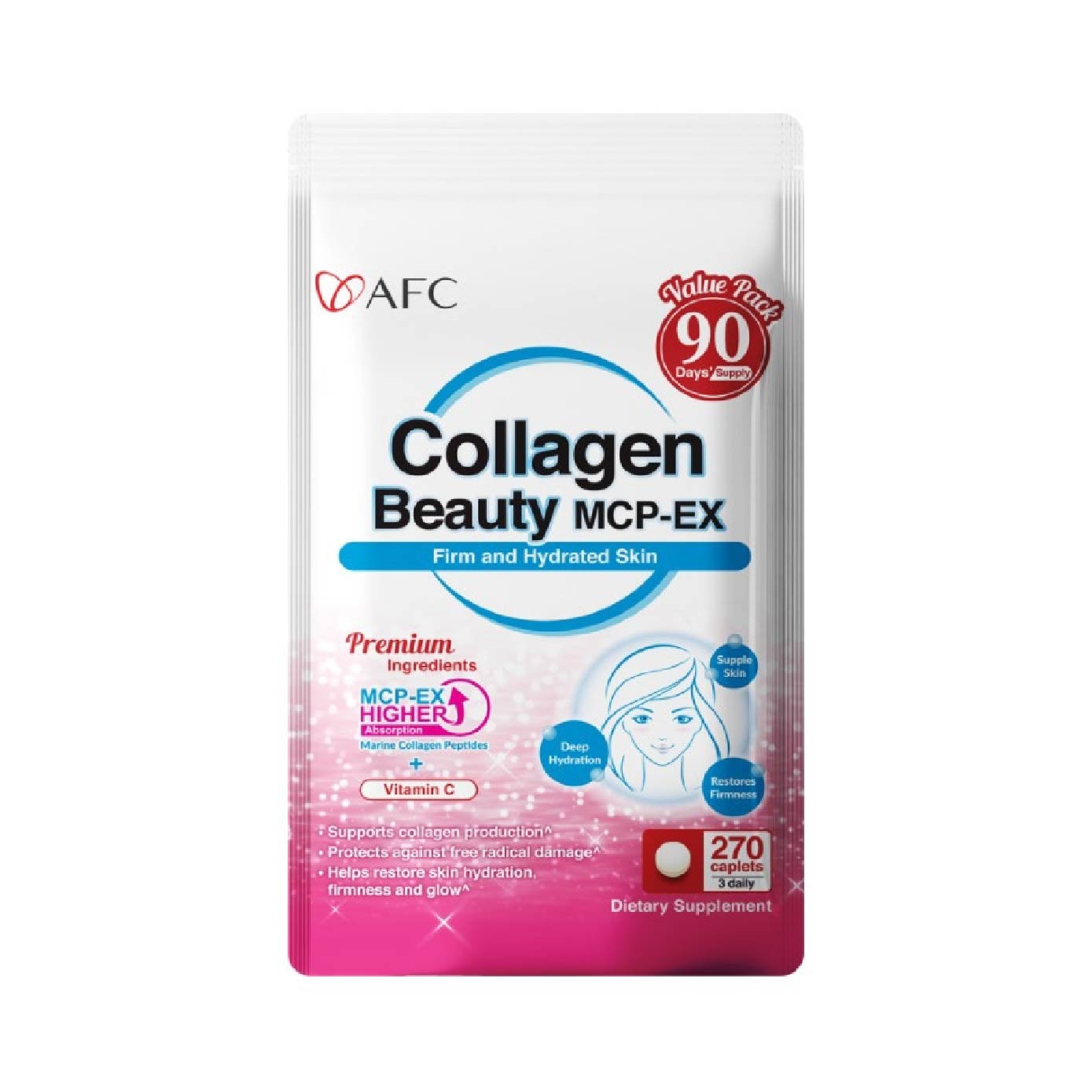 Collagen Beauty MCP-EX Marine Collagen Peptide Caplets (Glowing, Hydrated, Firm & Supple Skin) 270s