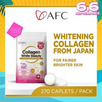 AFC JAPAN Collagen White Beauty Dietary Supplement caplets (For Skin Whitening + Fair & Bright Complexion) 270s