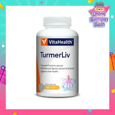 VITAHEALTH TurmerLiv Liver Health Capsule (Turmeric for Anti-Inflammation, Liver Detoxification) 60s