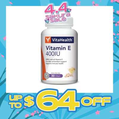 VITAHEALTH - Vitamin E 400IU Softgel (Antioxidant Support for Heart & Skin) 30s