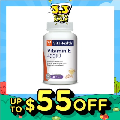 VITAHEALTH Vitamin E 400IU Softgel (Antioxidant Support for Heart & Skin) 30s
