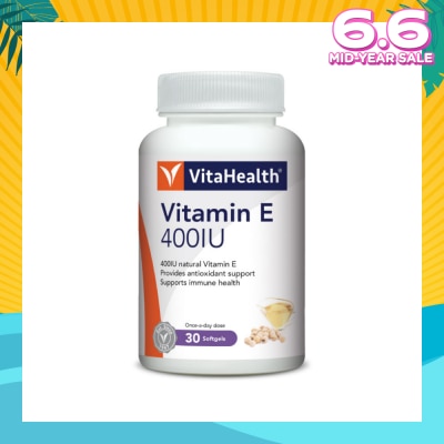 VITAHEALTH Vitamin E 400IU Softgel (Antioxidant Support for Heart & Skin) 30s