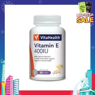 VITAHEALTH Vitamin E 400IU Softgel (Antioxidant Support for Heart & Skin) 30s