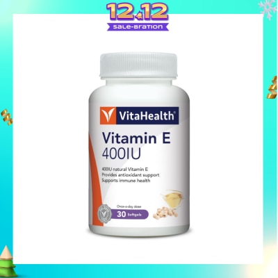 VITAHEALTH Vitamin E 400IU Softgel (Antioxidant Support for Heart & Skin) 30s