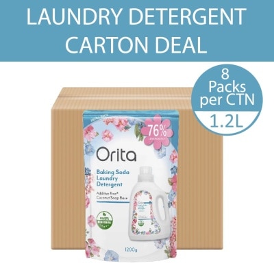 ORITA Eco Friendly Coconut Soap Base Baking Soda Laundry Detergent Floral ScentedRefill Pack 1200g x 8s (per carton)