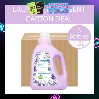 ORITA Eco-Friendly Coconut Soap Base Baking Soda Laundry Detergent Lavender Scented Additive Free 1500g x 6 Bottles (per carton)