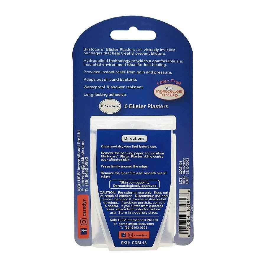 Blistocare Hydrocolloid Blister Plaster 6s