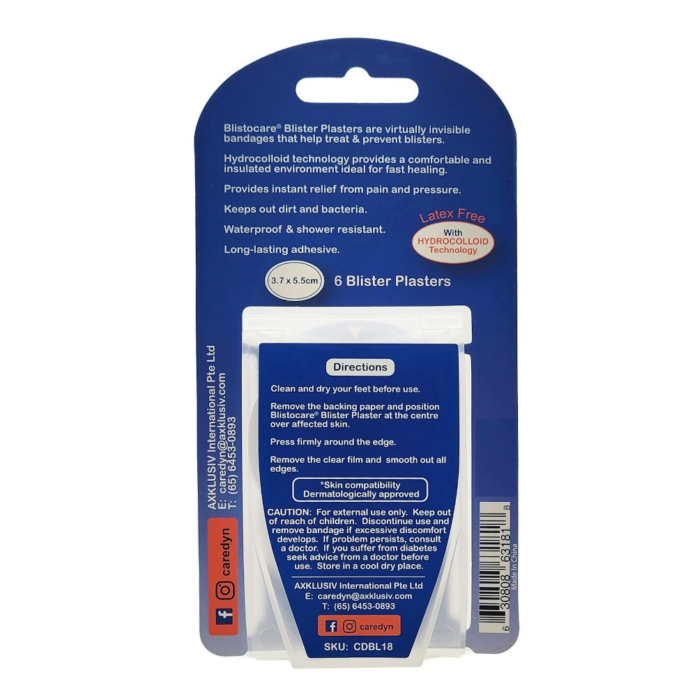 Blistocare Hydrocolloid Blister Plaster 6s
